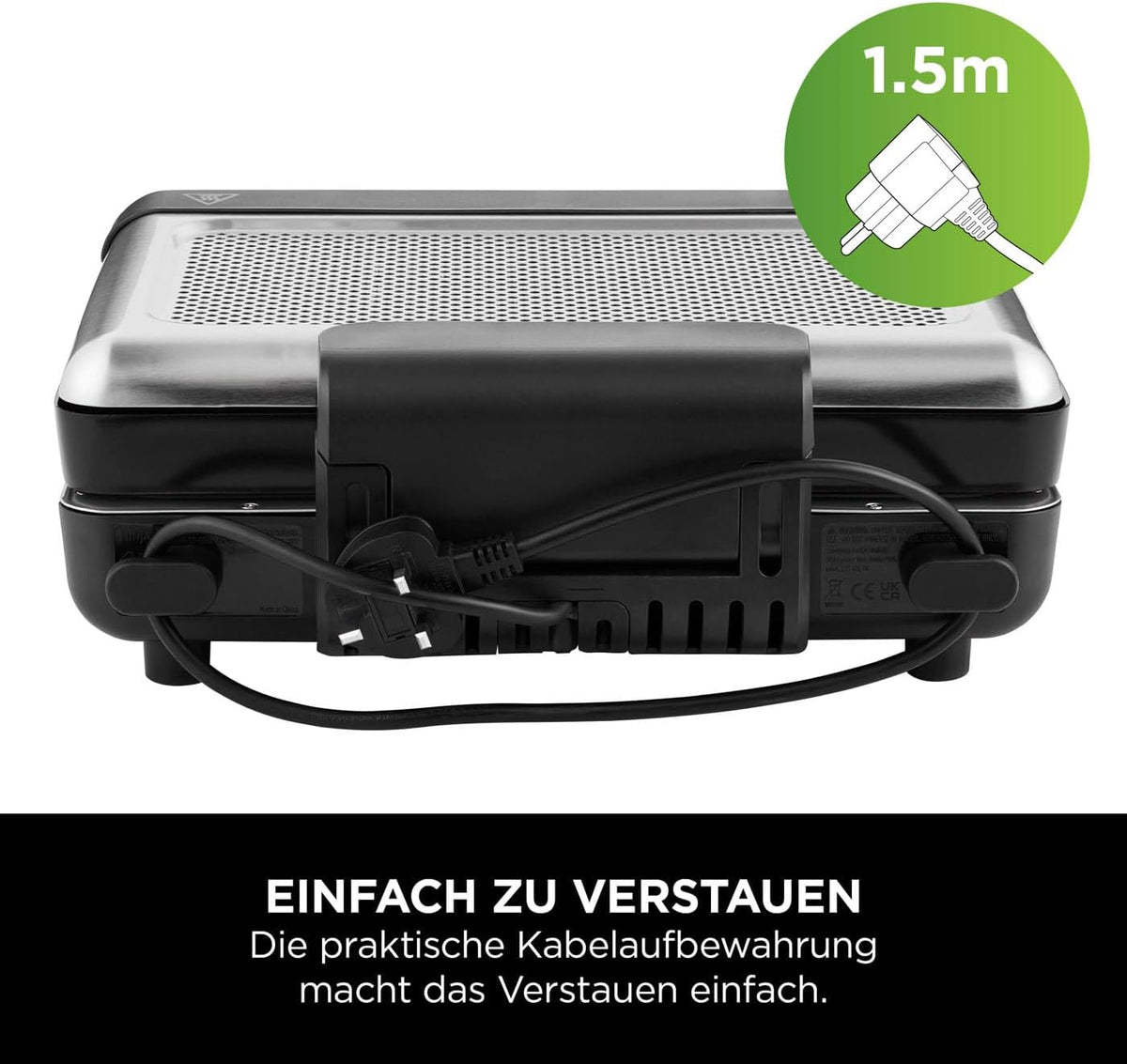Ninja Sizzle Elektrogrill Indoor & Plancha (Flat Grill Plate) Grau GR101EU