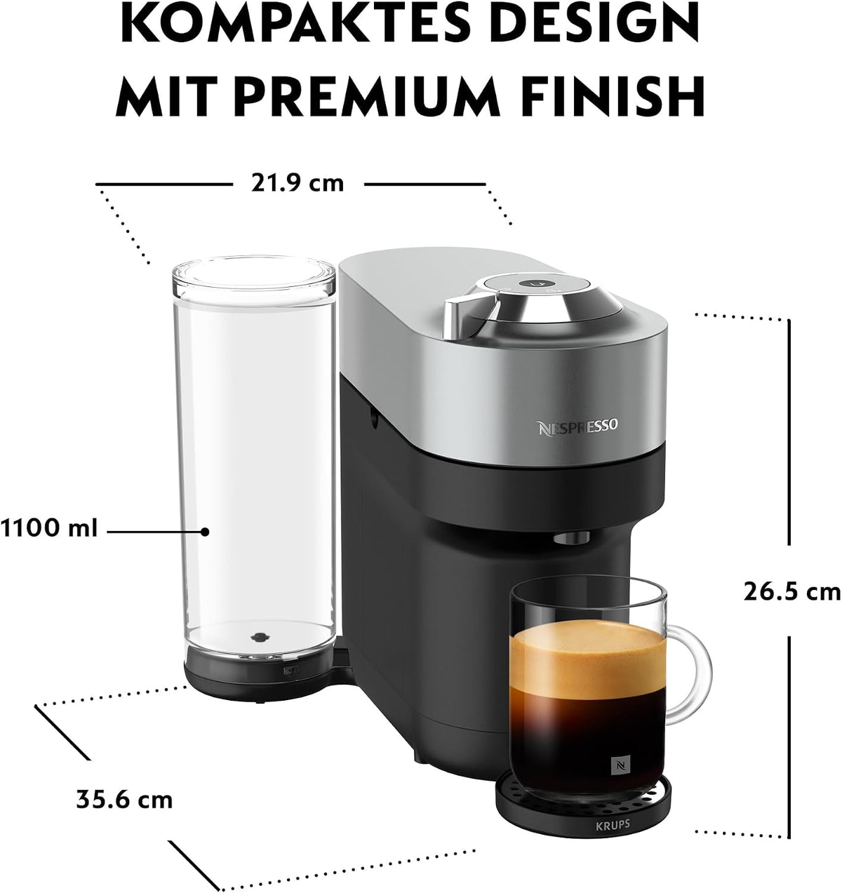 NESPRESSO KRUPS Vertuo Pop Plus Titan Kapselmaschine XN930T