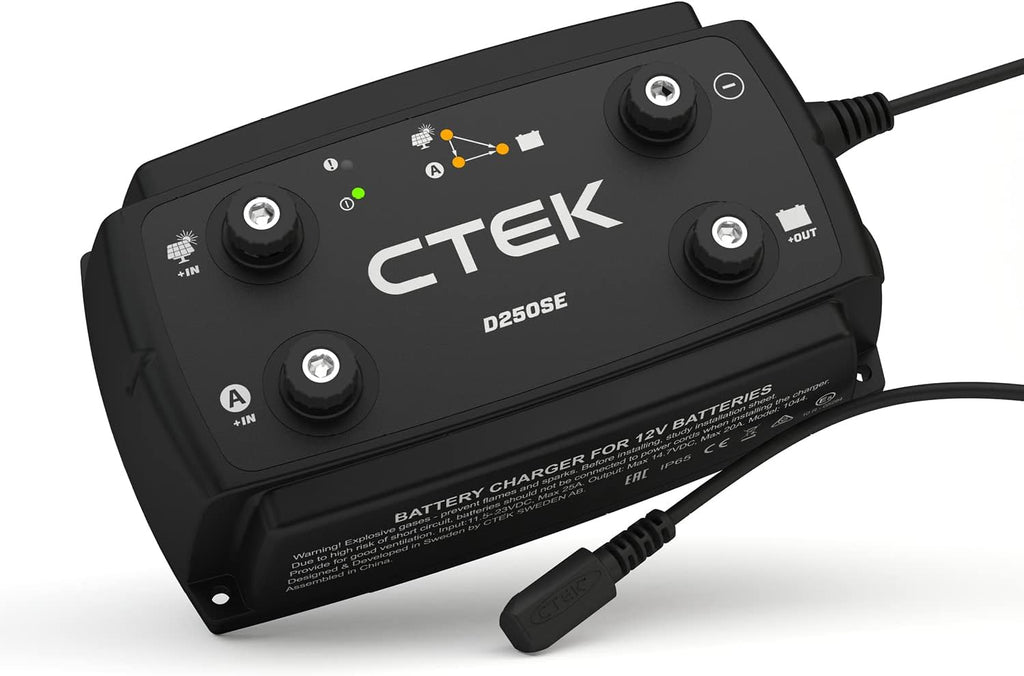 CTEK D250SE, 20A, Batterieladegerät 12V Für Starter- Und Servicebatterien In Wohnmobil, LKW Und 4x4, Solar Autobatterie und Lithium Ionen Ladegerät, Kompatibel Mit Intelligenter Lichtmaschine