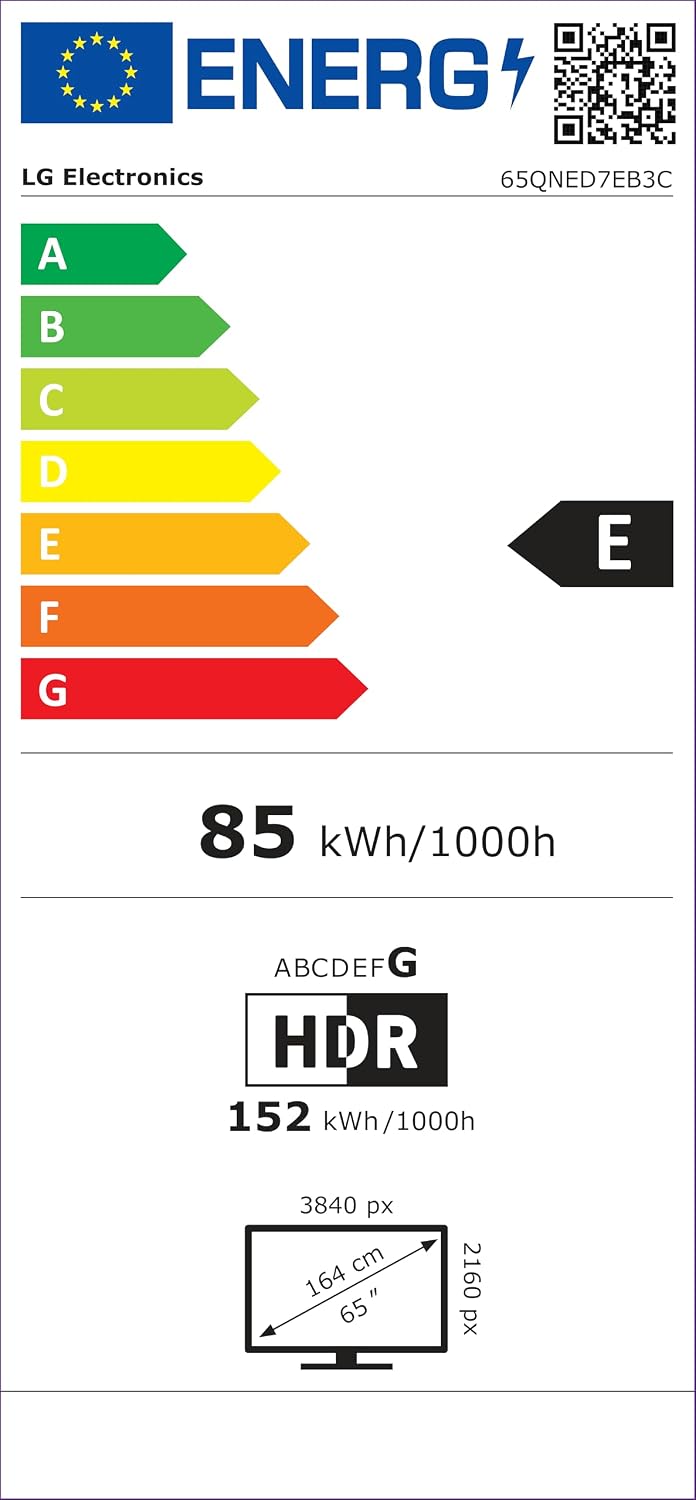 LG 65QNED7EB3C TV 65 Zoll, 1650 Mm, 4K QNED Mini LED AI, α7 Gen9 Prozessor, webOS 26, 60Hz, VRR, Modelljahr 2026