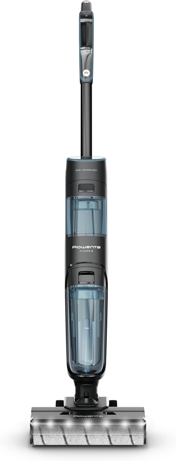 Rowenta X-Clean 5 kabelloser Akku-Nass-Trockensauger, selbstreinigend, nur 1,1 kg in der Hand, Sprachassistenz, LED-Anzeige, 170 Watt, 50 Min. Laufzeit, Schwarz/Blau, GZ5555EE