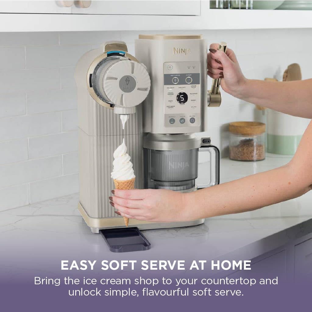 Ninja CREAMi Scoop and Swirl Ice Cream Machine with 2x Tubs, NC701UKSTGD | 13 Functions, Makes Ice Cream, Soft Serve, Gelato, Sorbet, Milkshakes and More, Mix-In Option, Stone Gold