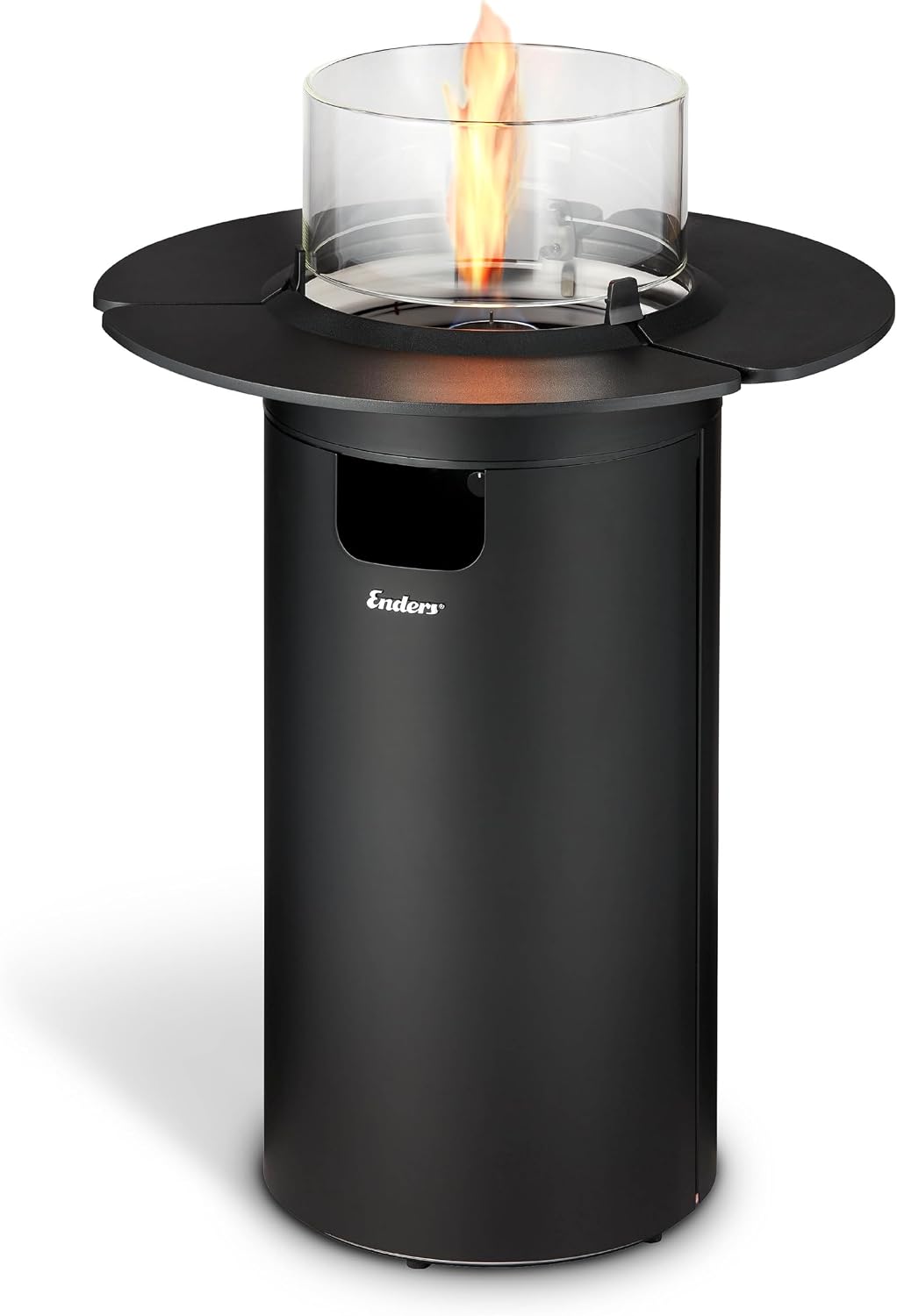 Enders® NOVA Table M Gas-Terrassenfeuer, kompakte Gas-Feuerstelle für Terrasse und Balkon, stimmungsvolles Flammenbild, Ambiente-Beleuchtung, Glaszylinder, Reflektor, #5900
