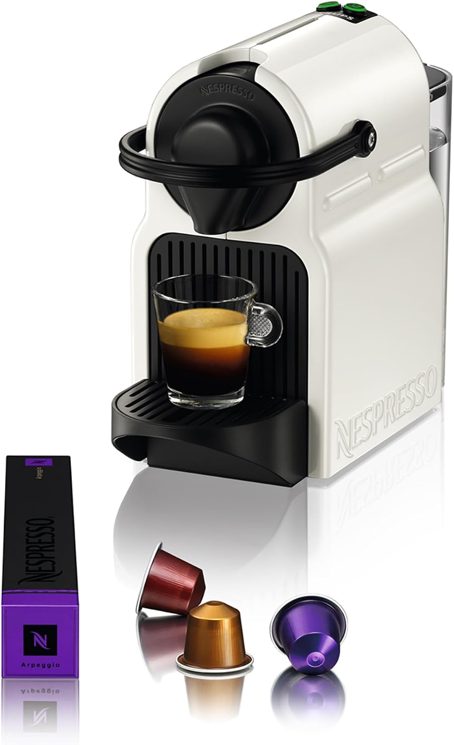 Nespresso Krups Inissia XN1001 Kapselmaschine|kurze Aufheizzeit |kompaktes Format|Kaffeemenge einstellbar|Direktwahltaste |automatischer Kapselauswurf|19 Bar,1260 W|0.7 L|34.2 x 19.1 x 32.7 cm,Weiß