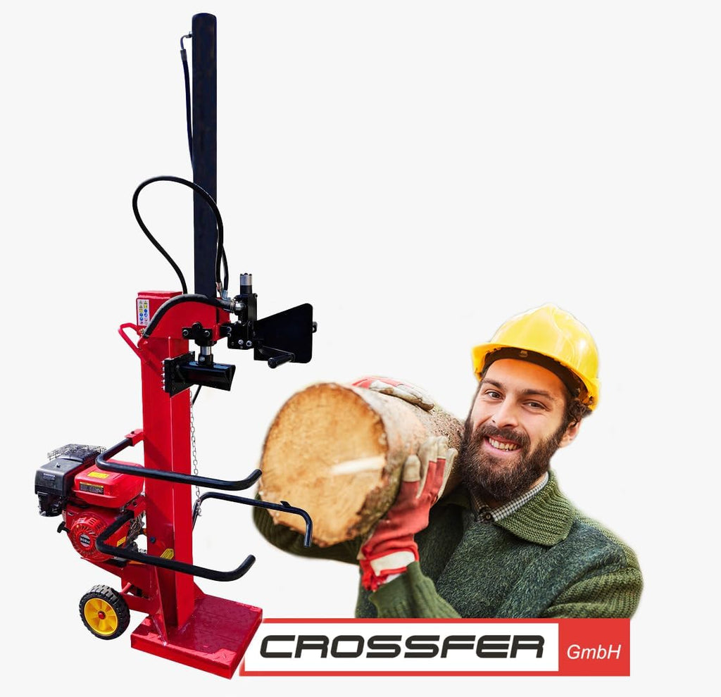 CROSSFER Holzspalter HSP13T-G6,5 13 Tonnen Spaltkraft / 104 cm Spaltlänge/Benzinmotor 6,5 PS 4 Takt OHV luftgekühlt / 2 Hand Bedienung/große Transporträder/hohe Spaltkraft