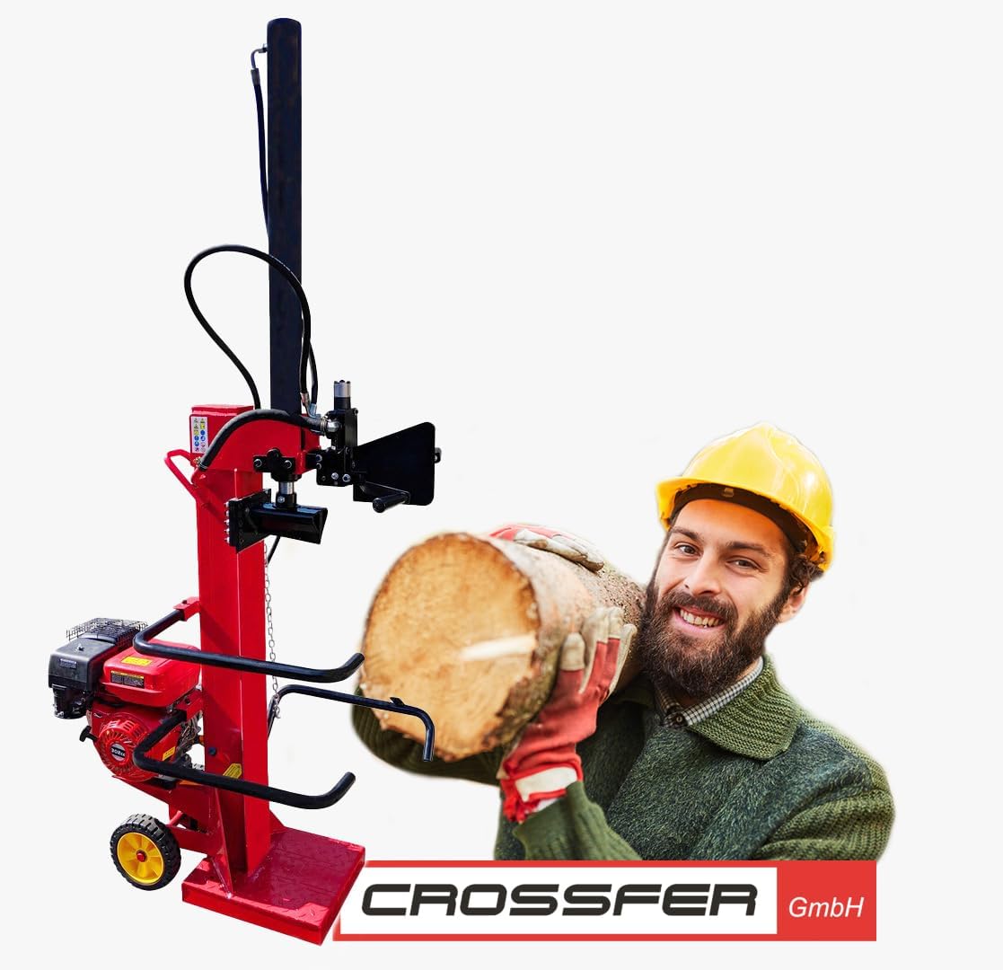 CROSSFER Holzspalter HSP13T-G6,5 13 Tonnen Spaltkraft / 104 cm Spaltlänge/Benzinmotor 6,5 PS 4 Takt OHV luftgekühlt / 2 Hand Bedienung/große Transporträder/hohe Spaltkraft