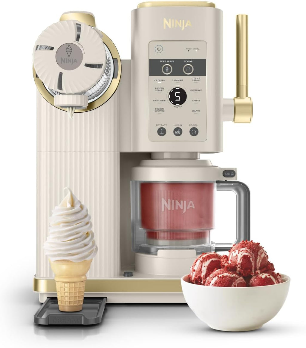 Ninja CREAMi Scoop and Swirl Ice Cream Machine with 2x Tubs, NC701UKSTGD | 13 Functions, Makes Ice Cream, Soft Serve, Gelato, Sorbet, Milkshakes and More, Mix-In Option, Stone Gold