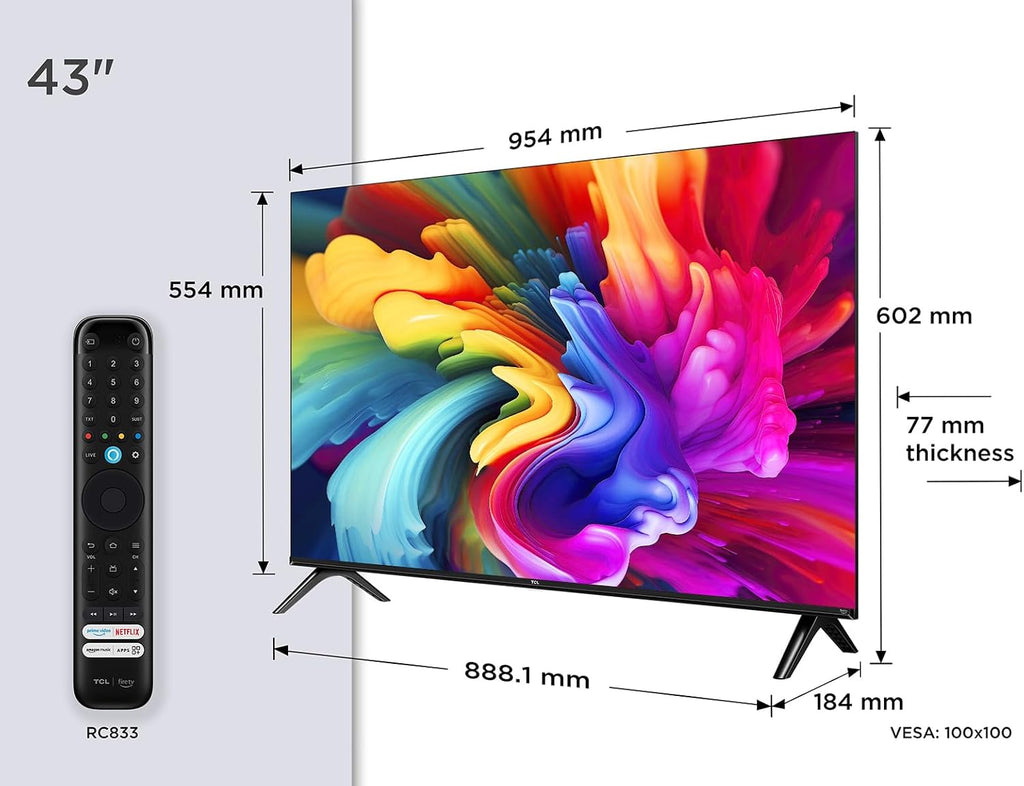 TCL 43SF560 – 43 Zoll, Full HD Smart QLED Direct LED TV mit Fire TV & HDR, Metallic Design, Rahmenlos