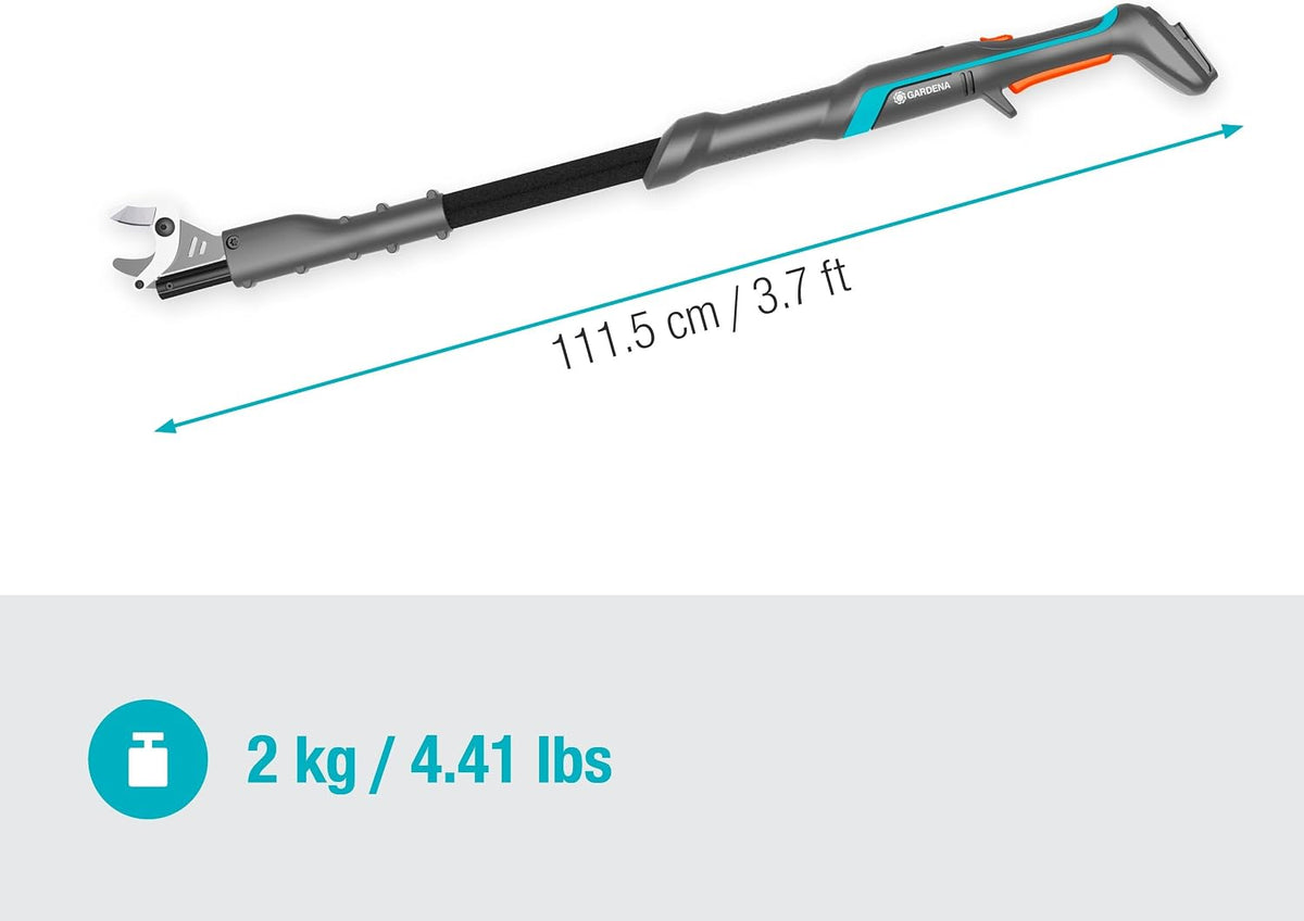 Gardena Akku-Astschere EasyCut 110/18V P4A Solo: Kraftsparendes Schneiden, Bis zu 2,5 m Reichweite, Leicht & ergonomisch, Stahlmesser, Kabellos (14772-55)