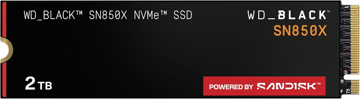 WD_BLACK SN850X NVMe SSD 2 TB Internal SSD (Gaming Memory, PCIe Gen4 Technology, Read 7,300 MB/s, Write 6,600 MB/s) Black