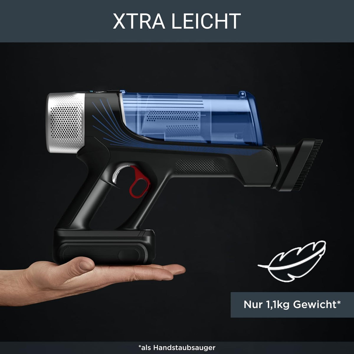Rowenta X-Force Flex 9.60 Allergy Aqua kabelloser Akku-Stabstaubsauger, 100 Air Watt, herausnehmbarer Akku, Staubsauger kabellos bis zu 45 Min. Laufzeit, kompakt, Flex-Gelenk, blau-schwarz, RH20C2