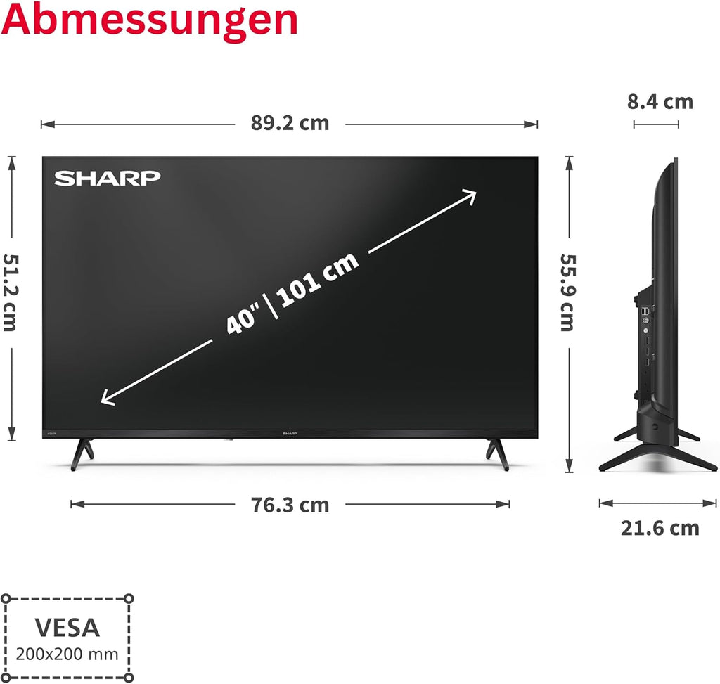 SHARP 40HE3745E QLED Fernseher 40 Zoll Smart TV Full HD Auflösung und HDR