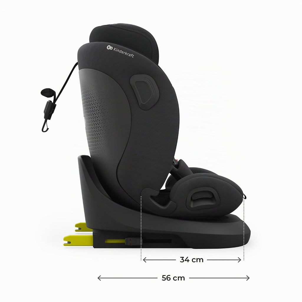 Kinderkraft I-GROW 2 PRO Child Seat 0-36 kg, I-SIZE 40-150 cm, 360 Degree Rotatable, Child Car Seat with Isofix Station, FWF and RWF, Adjustable Headrest/Backrest with Reclining Position, Black