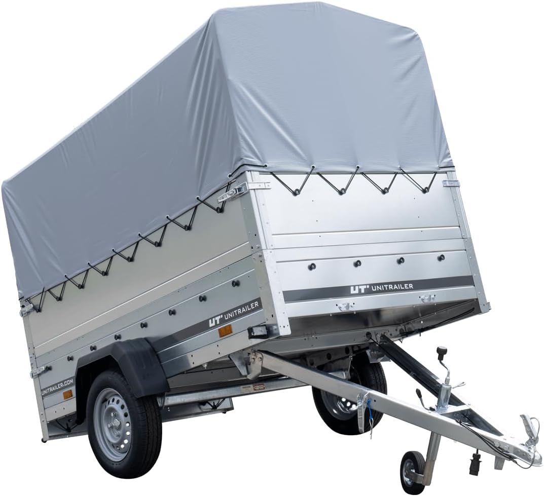 UNITRAILER Garden Trailer 230 Kipp PKW-Anhänger, 750 kg, Plane 110 cm, Stützrad, Hochspriegel