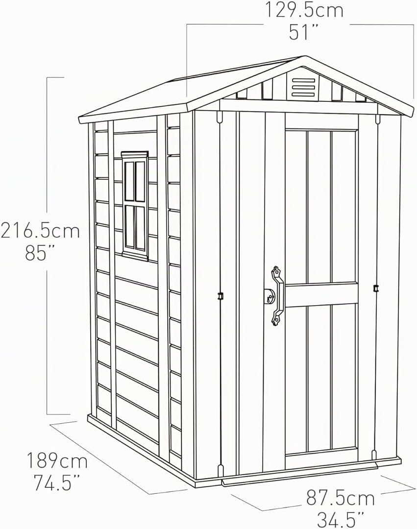 Keter Gerätehaus Factor 4x6, Beige, 4.0m³ Rauminhalt, Außenmaße (B/T/H):129.5 x 182 x 216.5 cm, wetterfest, wasserdicht, UV-beständig, Outdoor