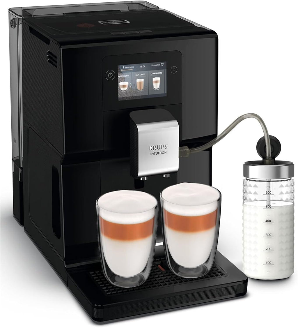 Krups Intuition Preference Kaffeevollautomat mit Smartphone-ähnlicher Bedienung, 3.5" Farb-Touchscreen, Smart Slide Technology, intuitives Lichtsystem, 11 Getränke, Milchbehälter, EA873810