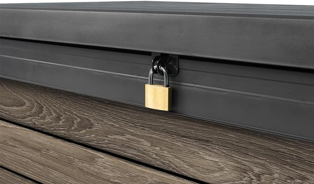 Keter Signature XXL Gartenbox 757L - Wetterbeständige Aufbewahrungsbox mit Gasdruckfedern - Kunststoff in Walnuss-Optik - 151x72x90 cm