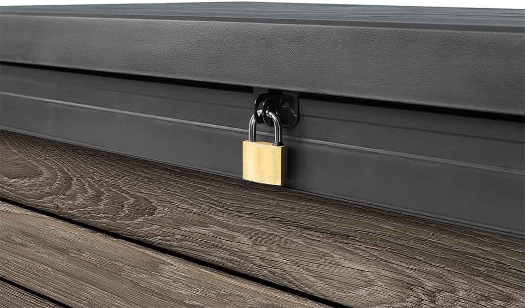 Keter Signature XXL Gartenbox 757L - Wetterbeständige Aufbewahrungsbox mit Gasdruckfedern - Kunststoff in Walnuss-Optik - 151x72x90 cm