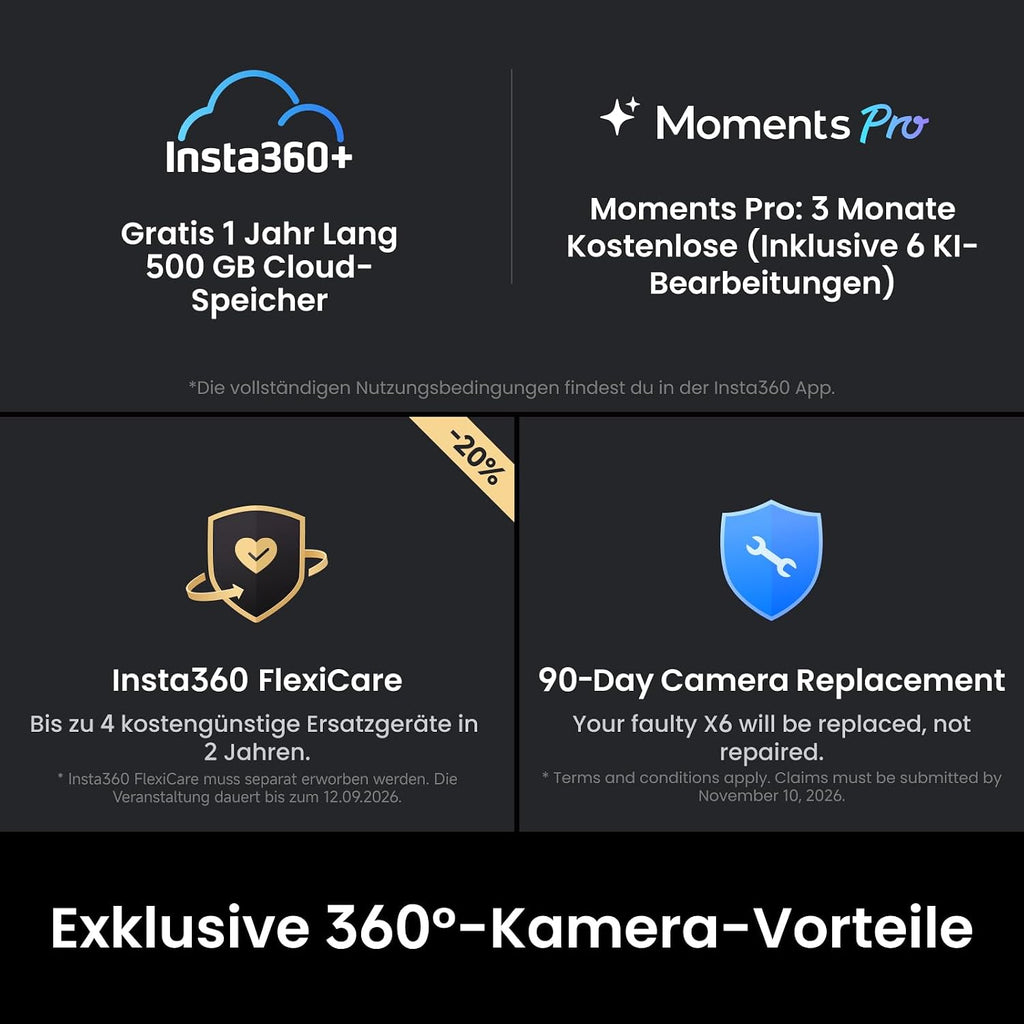 Insta360 X6 Essentials Bundle - 8K 360 Degree Camera with 1/1.1" Sensors