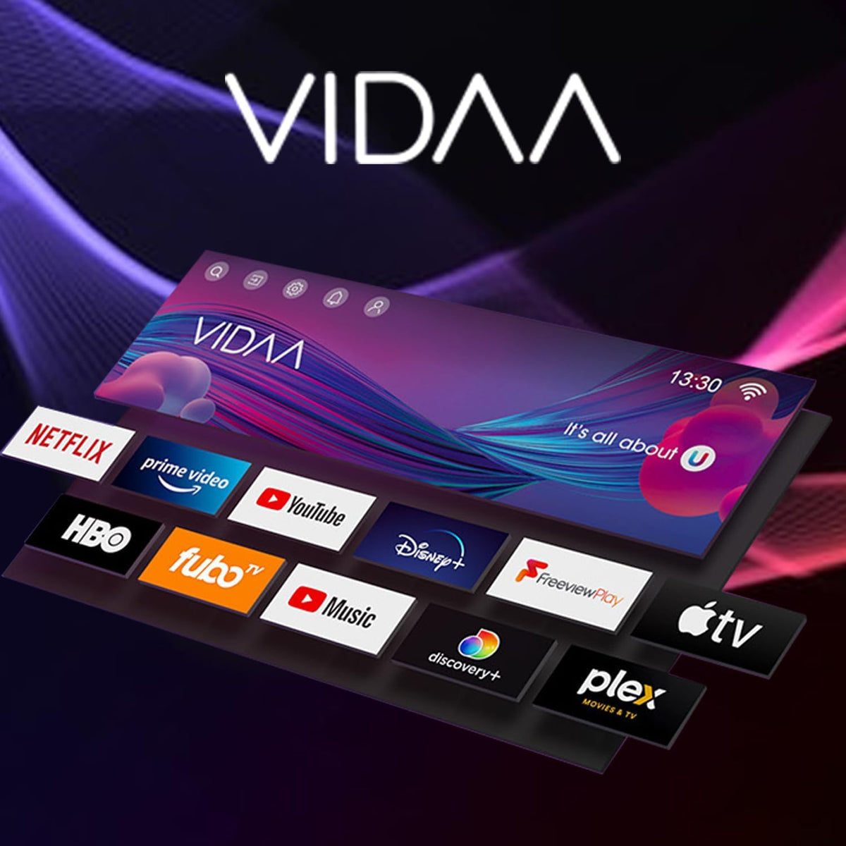 CRUA 32 Zoll Smart TV/Fernseher 32 Zoll 3X HDMI, 2xUSB, Fernseher kompatibel mit VIDAA,EyeCare,Triple Tuner DVB-T/-T2/-C/-S/-S2 CI+Power Input 100-240V~ 50/60HZ for Home, Kitchen, or RV Camper