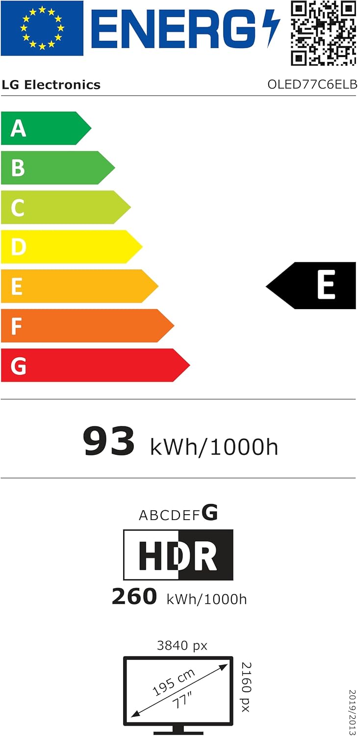 LG OLED77C6ELB 4K OLED Evo AI TV, 77 Zoll, α11 Gen3 Prozessor, webOS 26, 120Hz, VRR bis zu 165Hz, Modelljahr 2026, Energieklasse E