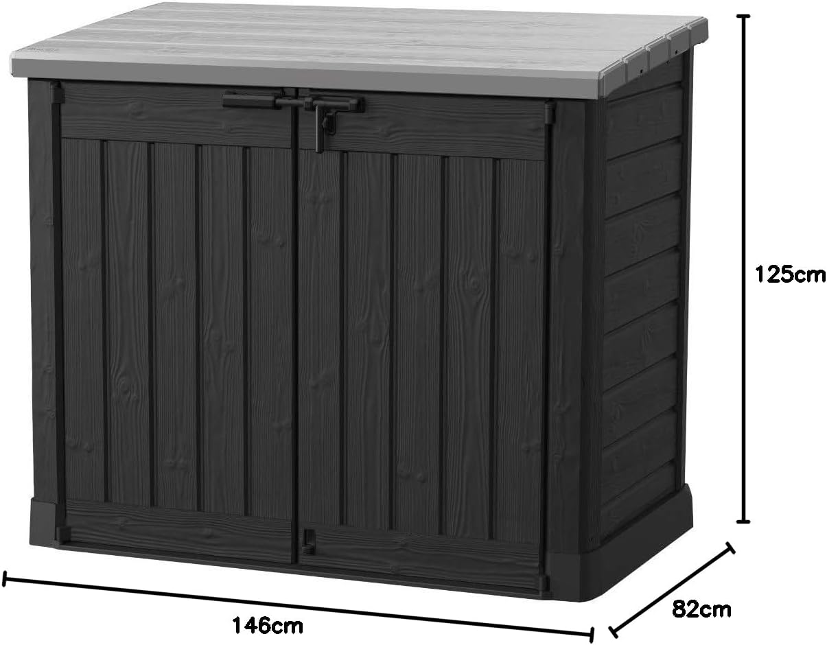 Keter 17199416 Mülltonnenbox Store it Out Max, Schwarz, 1.200L