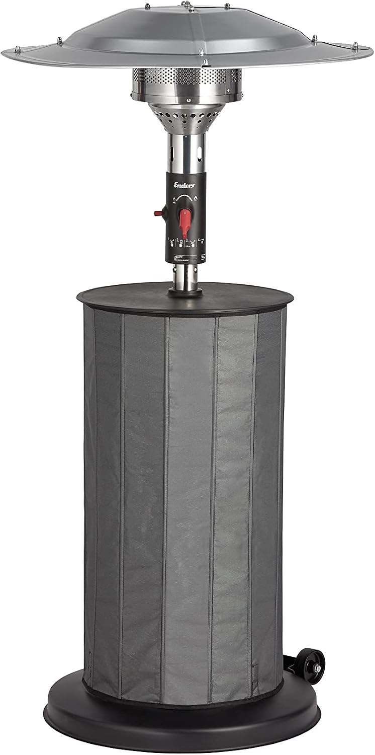 Enders Terrassenheizer FANCY 8 kW 5441 Terrassenstrahler, Gas-Heizstrahler, Heizpilz mit stufenloser Regulierung, Eco Plus Brenner, Transporträder, Umkippsicherung, Ablagetisch, schwarz
