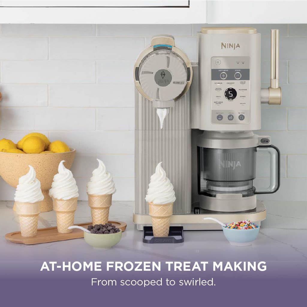 Ninja CREAMi Scoop and Swirl Ice Cream Machine with 2x Tubs, NC701UKSTGD | 13 Functions, Makes Ice Cream, Soft Serve, Gelato, Sorbet, Milkshakes and More, Mix-In Option, Stone Gold