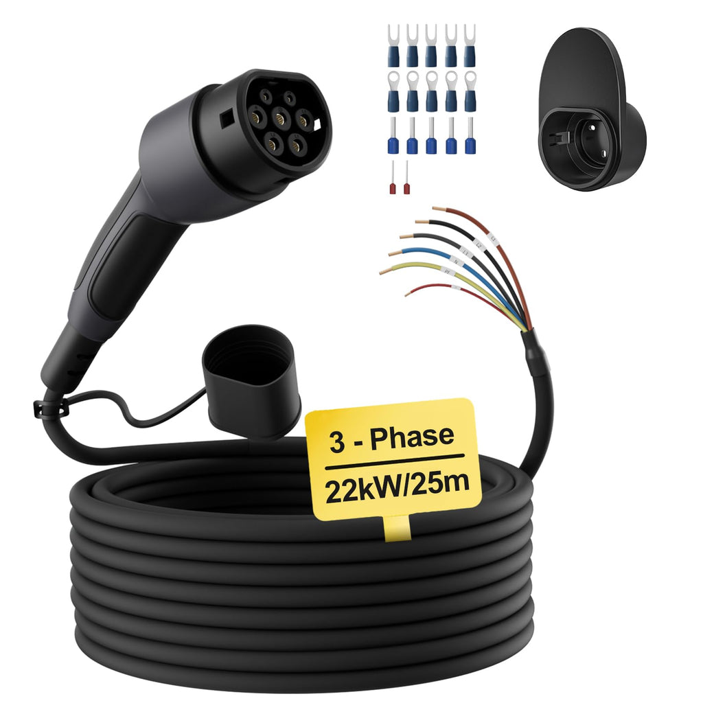 dé Typ 2 Ladekabel offenes Ende 11kW [7,5m| 16A| 3-Phasen] Ladekabel Typ 2 offenes Ende für 11kW Wallbox Ersatzkabel