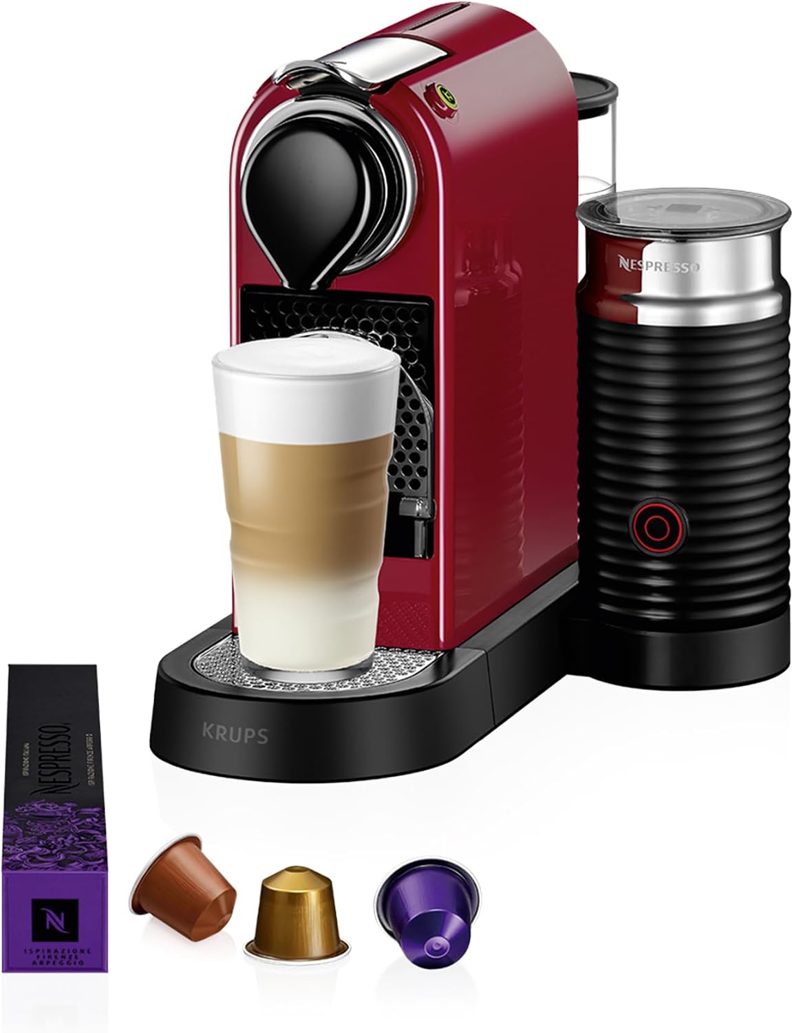 Nespresso Krups XN7615 Citiz&Milk Kaffeekapselmaschine | 1260W | Wassertankkapazität 1l | Pumpendruck 19 Bar | Farbe Rot