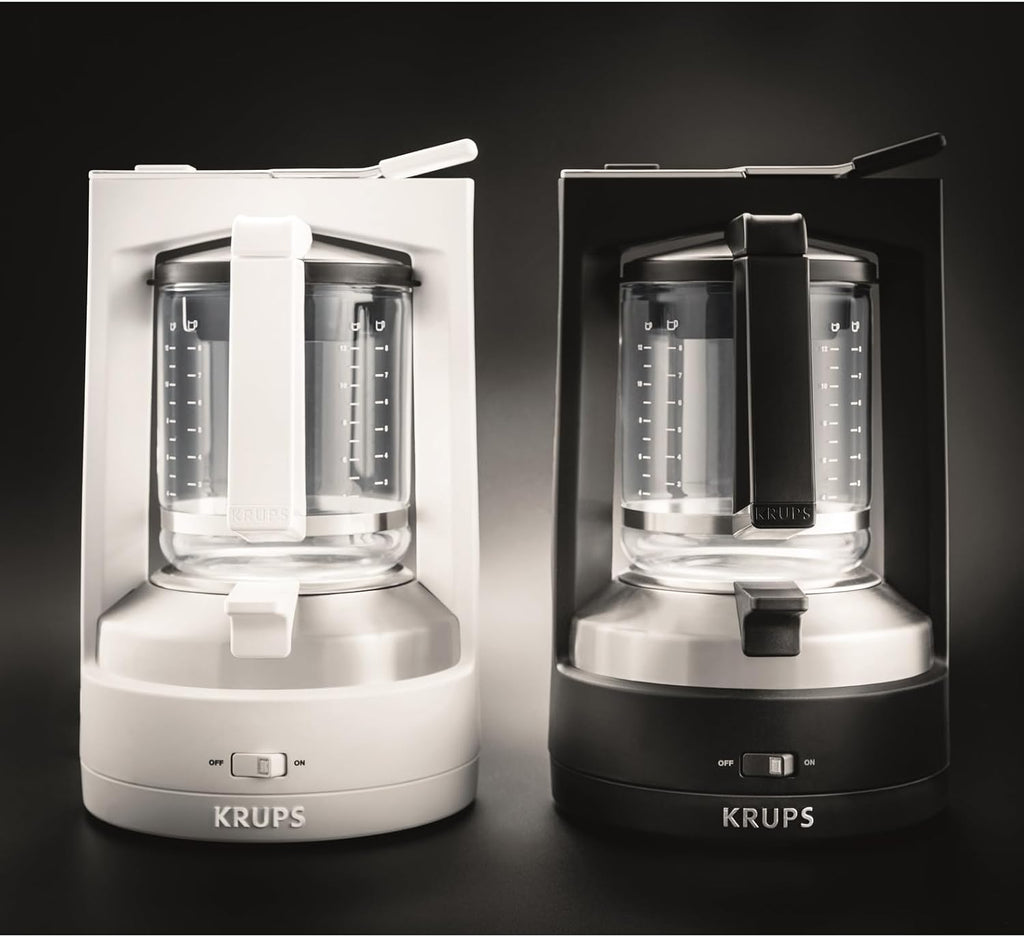 Krups Filterkaffeemaschine T8, 850 Watt, Kaffeemaschine mit automatische Abschaltung, 8-12 Tassen, 1l Wasserbehälter, beleuchteter Ein- Ausschalter, weiß, KM4682