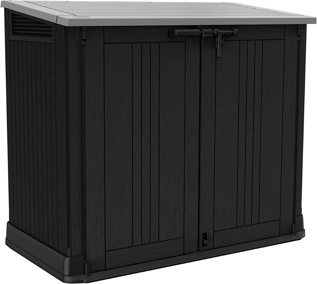 Keter Store It Out Nova Plastic Tool Shed, External Dimensions: 132 x 71.5 x 113.5 cm, 880 L Capacity, Dark Grey, Suitable for 2 x 120 L Wheelie Bins, Weatherproof, Lockable