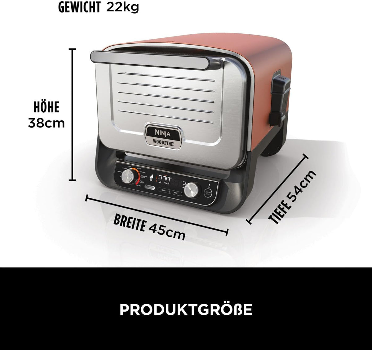 Ninja Woodfire Outdoor-Ofen, 8-in-1-Pizza- Ofen, BBQ-Smoker mit Bratrost