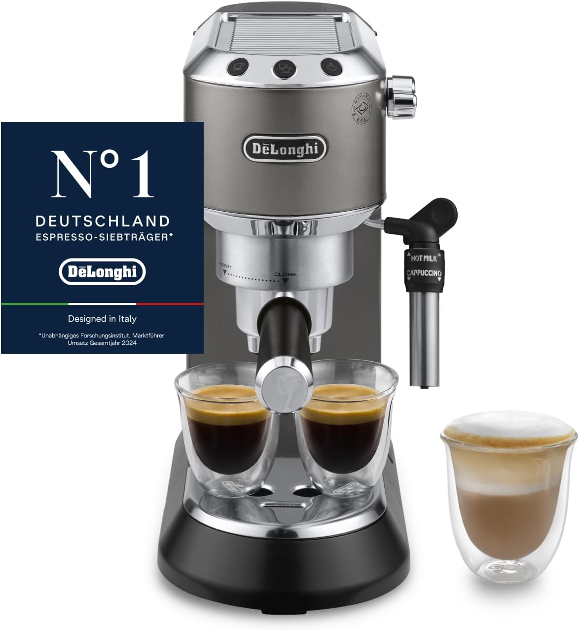 De'Longhi Dedica Style - Espressomaschine mit Manuellem Milchaufschäumer