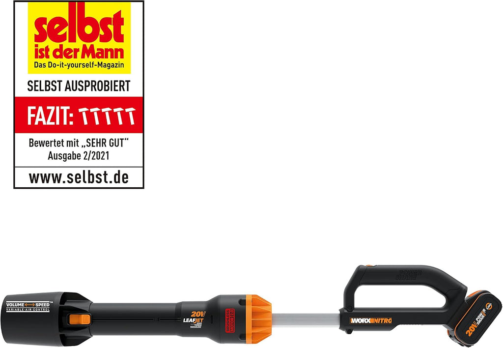 WORX WG543E.9 Profi Akku-Laubbläser Leafjet 20V, ohne Akku & Ladegerät