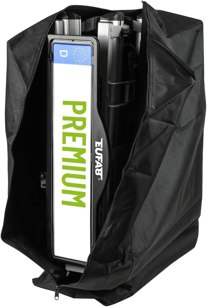 EUFAB 12011LAS Fahrradträger PREMIUM, E-Bike geeignet, komplett vormontiert, Diebstahlschutz, für 2 Fahrräder, für Anhängerkupplung, schwarz, grau