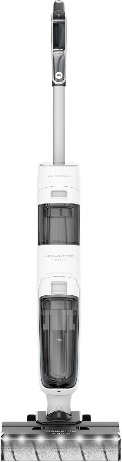 Rowenta X-Clean 5, 2-in-1 Nass- und Trockensauger, 3 Modi, präzise Reinigung, automatischer Erkennungsmodus, LED-Beleuchtung, selbstreinigend, Heißtrocknung, 50 Min. Laufzeit, Schneeweiß, GZ5557EE