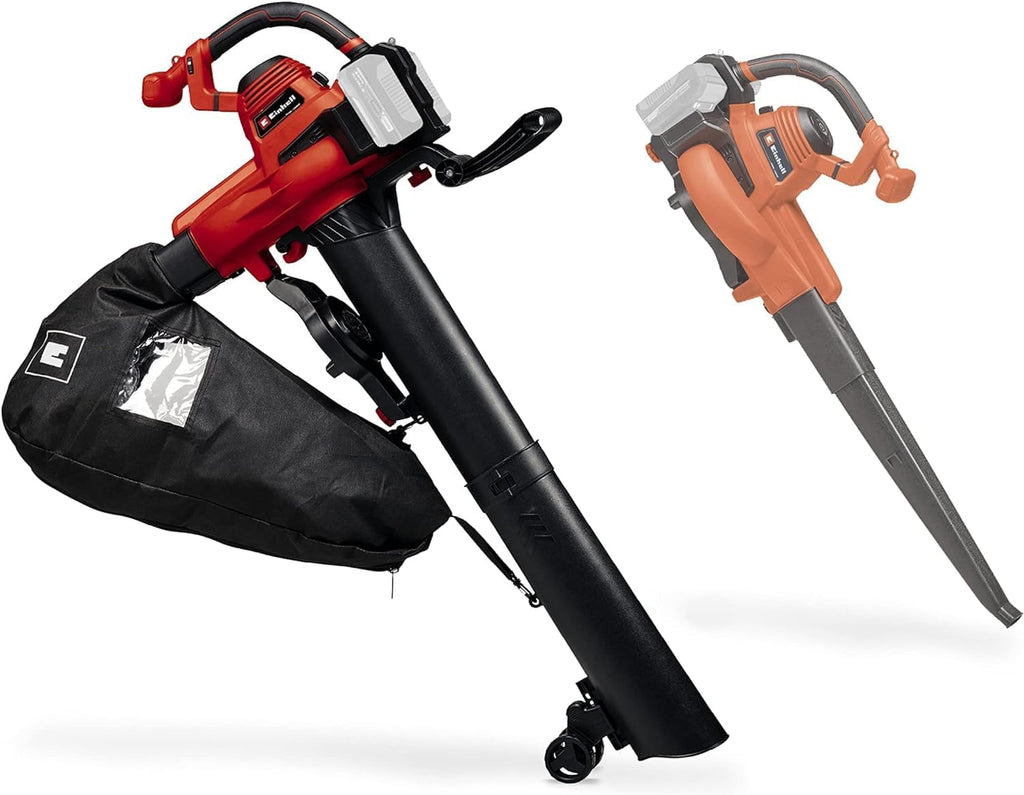 Einhell Akku-Laubsauger GE-CL 36/230 Li E Power X-Change (Li-Ion, 18 V, 230 km/h, max. 225 m³/h, 45 L Fangsack, Saug-/Blasfunktion, Turboschalter, inkl. Saug-/Blasrohr, 2x 4,0 Ah Akku und Twincharger)