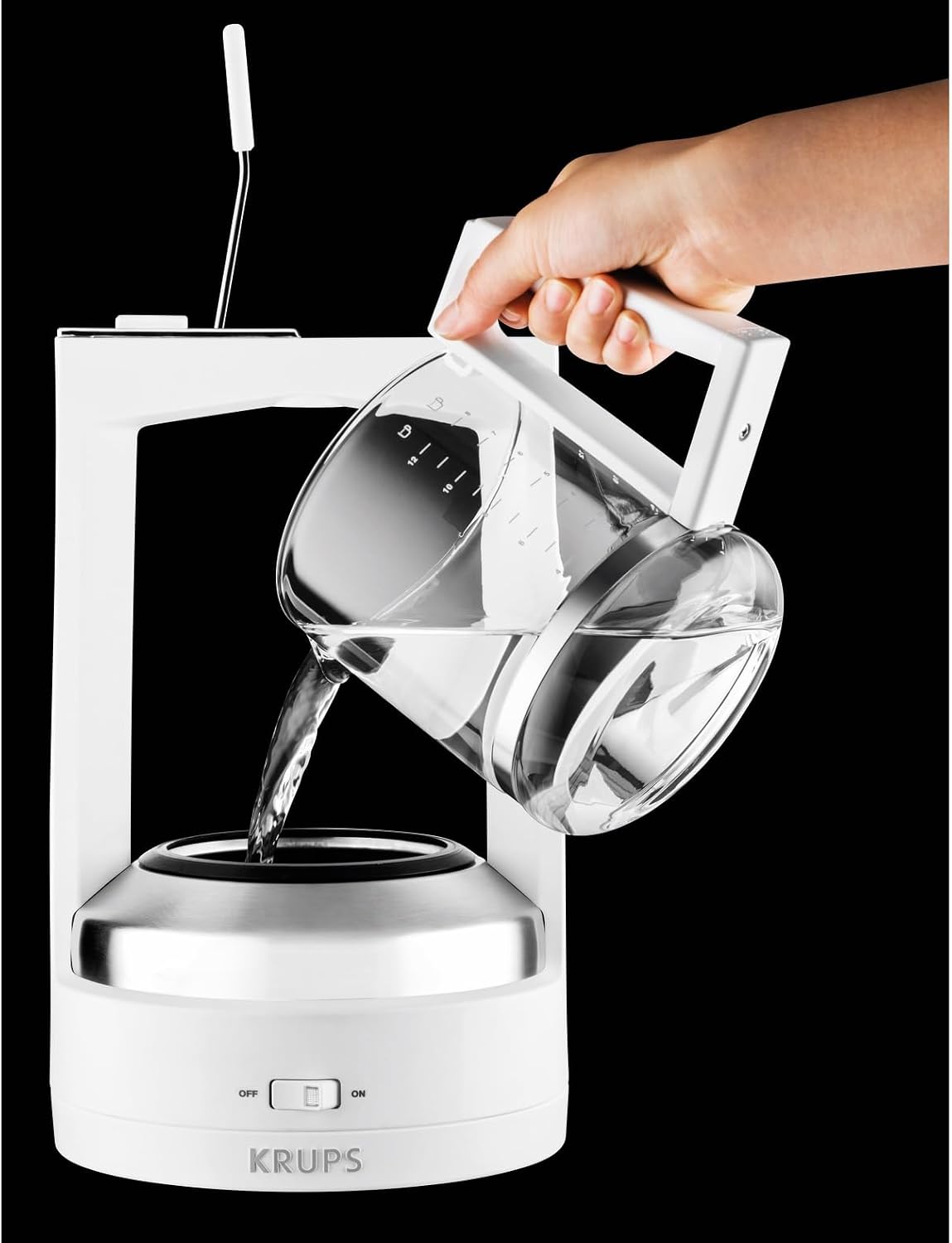 Krups Filterkaffeemaschine T8, 850 Watt, Kaffeemaschine mit automatische Abschaltung, 8-12 Tassen, 1l Wasserbehälter, beleuchteter Ein- Ausschalter, weiß, KM4682