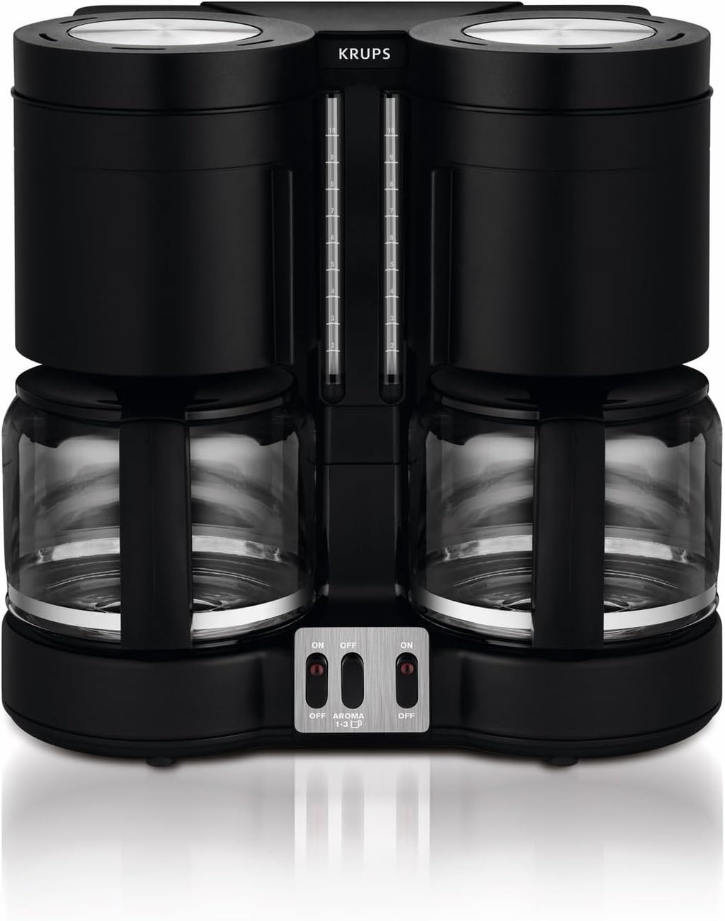 KRUPS Filterkaffeemaschine Duothek Plus, Kombiautomat, 2 unabhängige Brühsysteme, Kaffee und Tee, 2 x 10 Tassen, 2 Schwenkfilter mit Tropfverschluß, 2 separate Wasserstandsanzeigen, Schwarz, KM8508