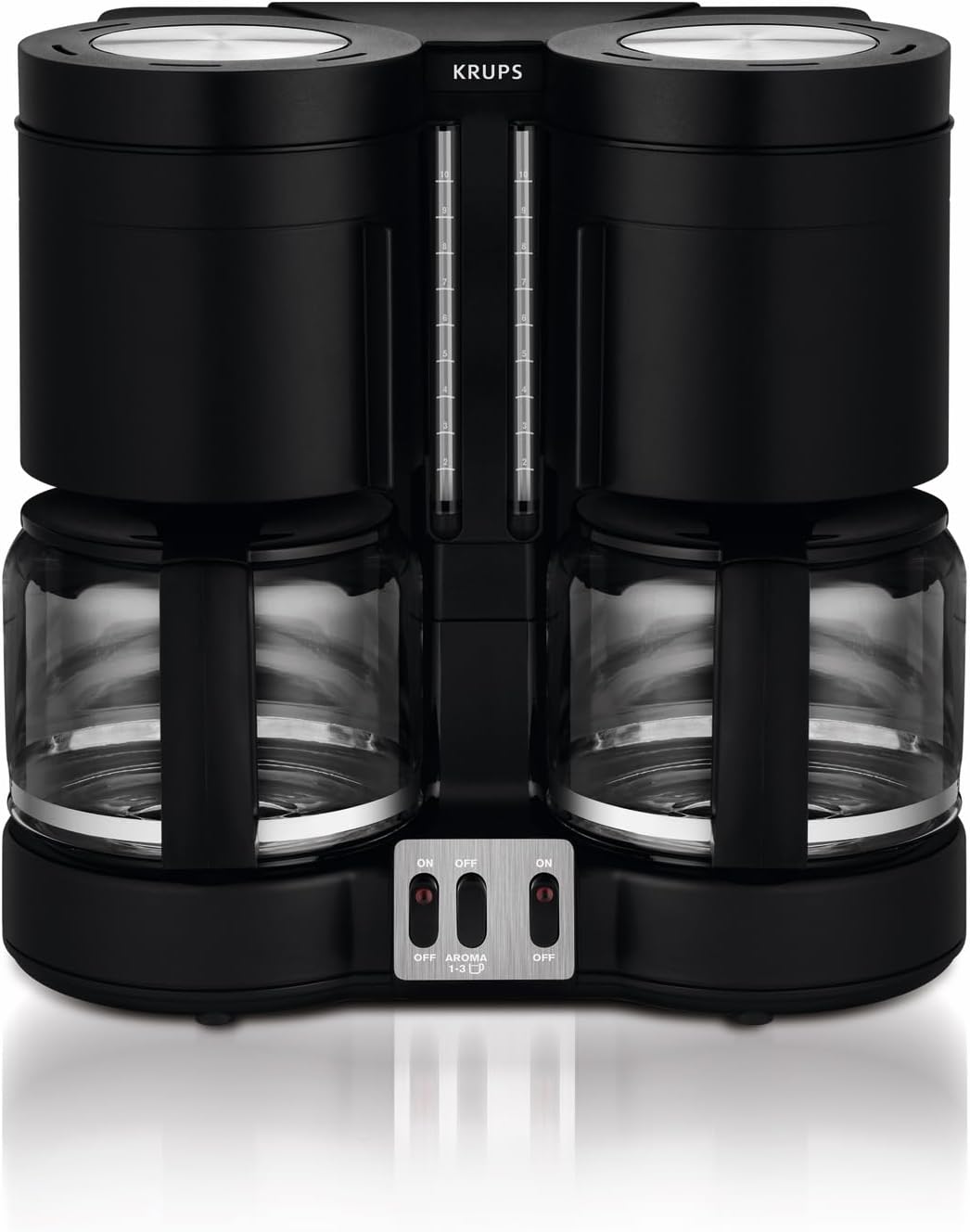 KRUPS Filterkaffeemaschine Duothek Plus, Kombiautomat, 2 unabhängige Brühsysteme, Kaffee und Tee, 2 x 10 Tassen, 2 Schwenkfilter mit Tropfverschluß, 2 separate Wasserstandsanzeigen, Schwarz, KM8508