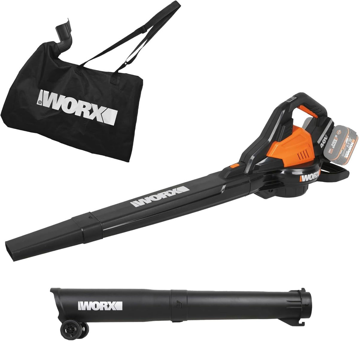 WORX WG583E.9 Akku-Laubbläser/Laubsauger 40V(2x20V), 575 m³/h Blasleistung
