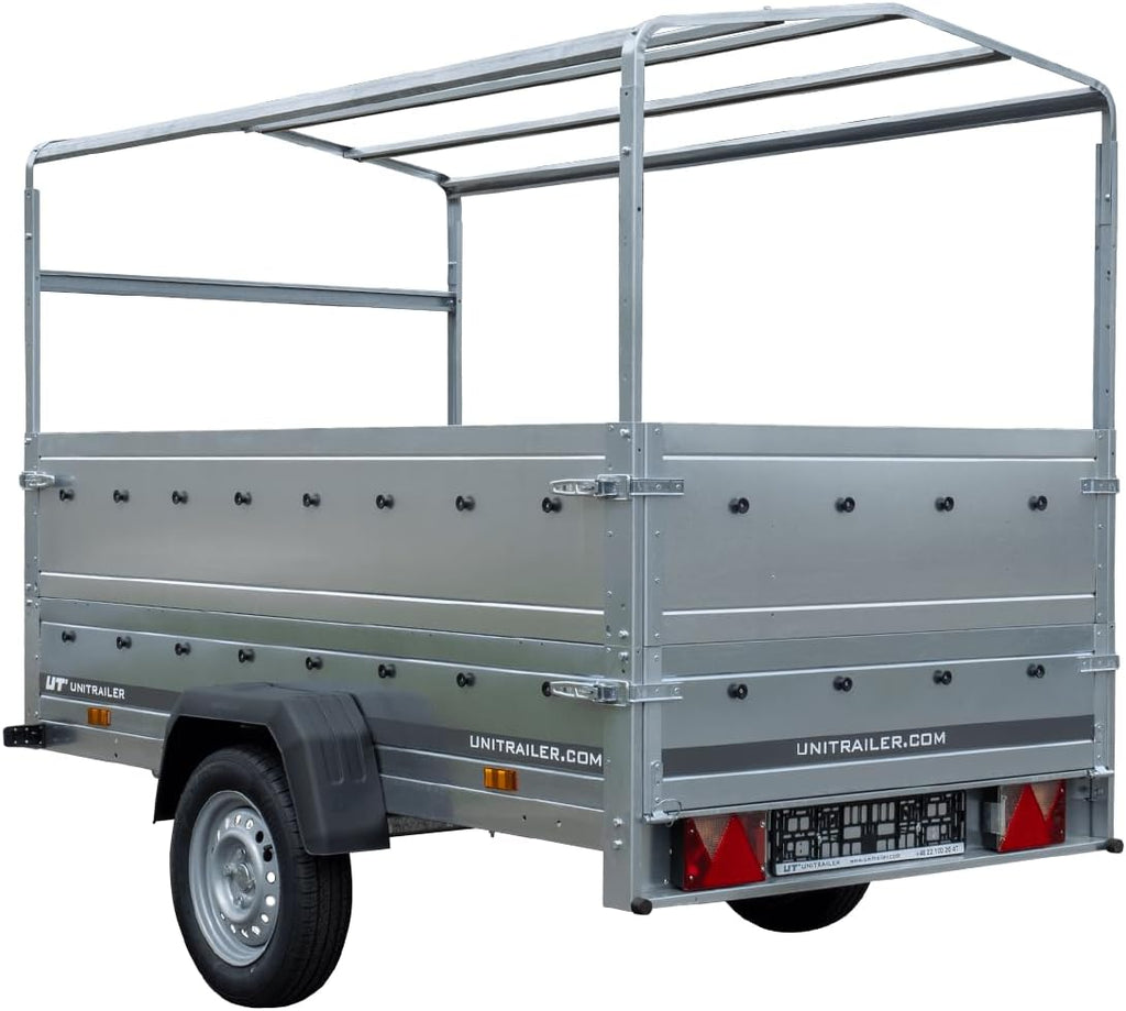 UNITRAILER Garden Trailer 230 Kipp PKW-Anhänger, 750 kg, Plane 110 cm, Stützrad, Hochspriegel