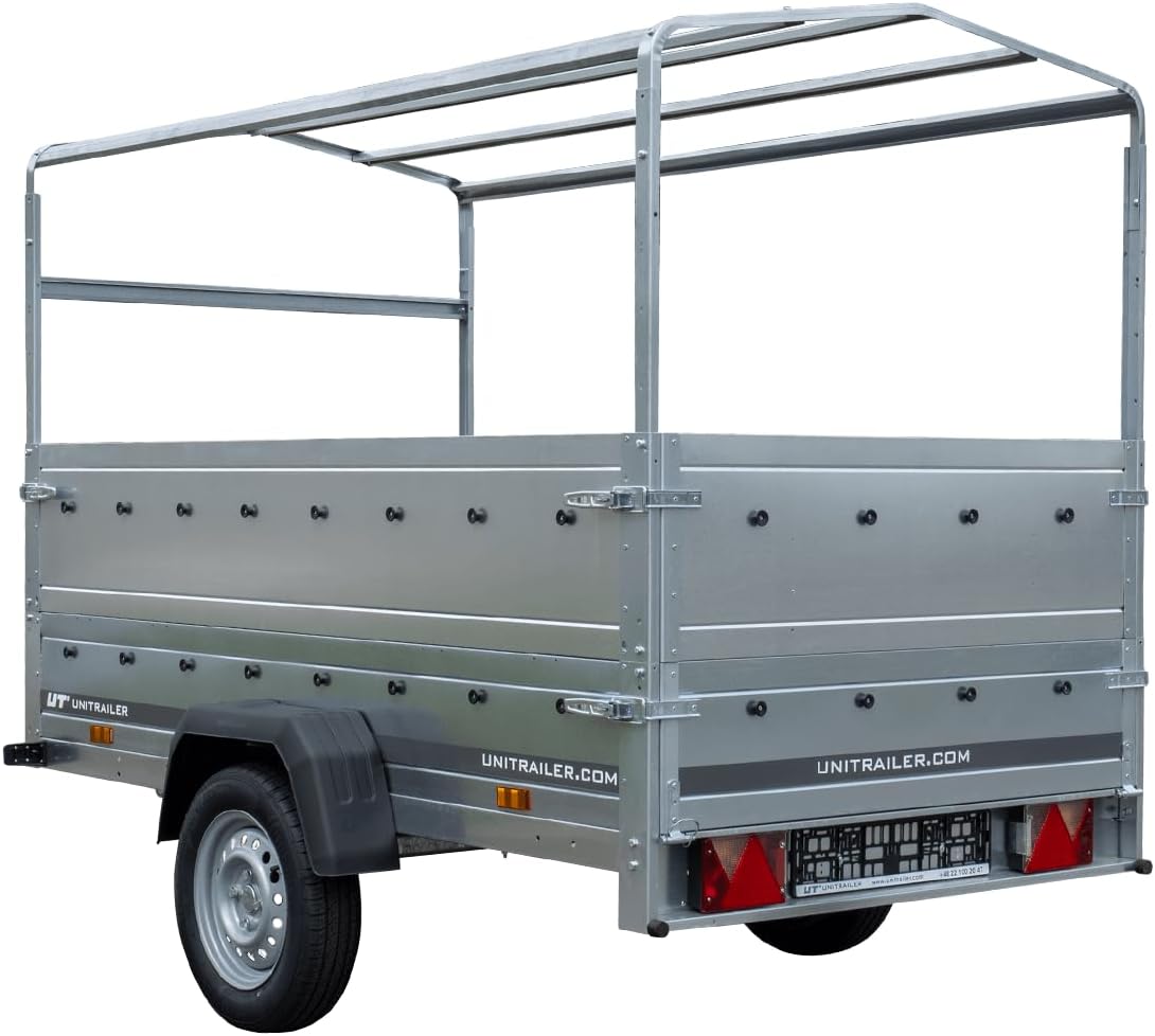UNITRAILER Garden Trailer 230 Kipp PKW-Anhänger, 750 kg, Plane 110 cm, Stützrad, Hochspriegel
