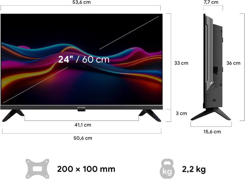 DYON nexGo 24H 24 Zoll HD Smart Fernseher mit Triple Tuner