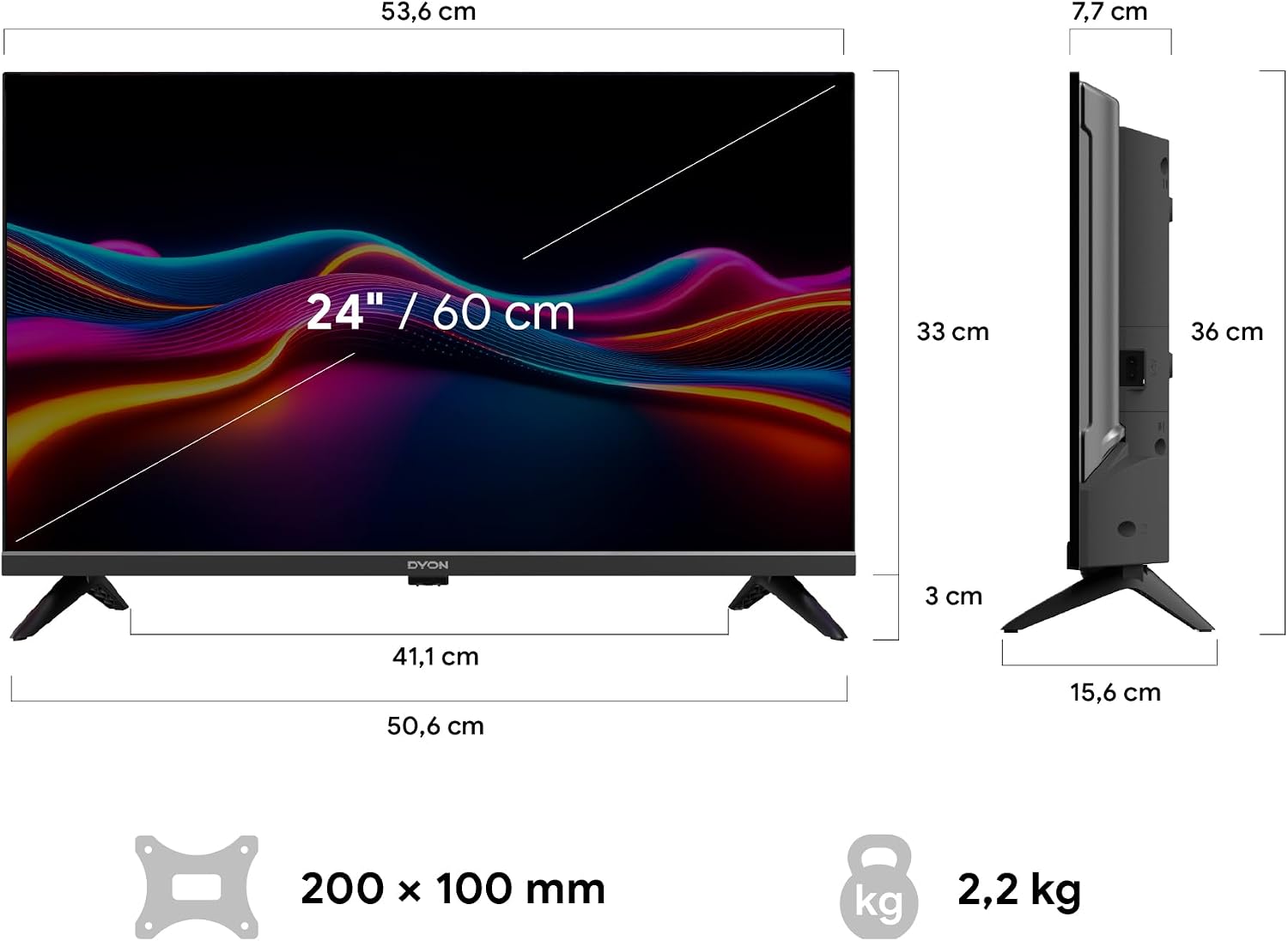 DYON nexGo 24H 24 Zoll HD Smart Fernseher mit Triple Tuner