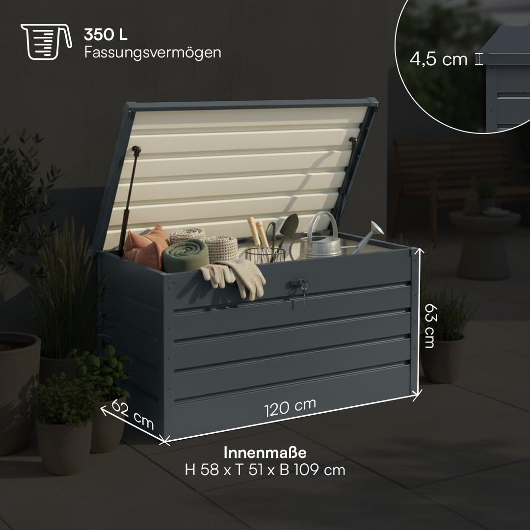 STEELSØN Dorado Gartenbox 350 Liter, Anthrazit, wasserdicht, abschließbar