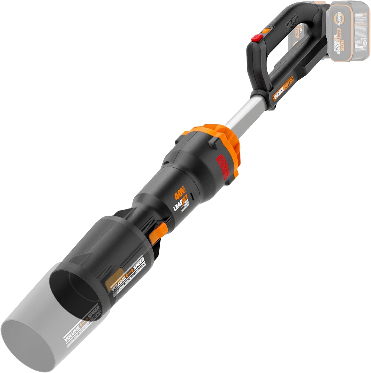 Worx Akku-Laubbläser, 40 V, 165 MPH, 620 CFM, PowerShare, bürstenloser Motor, leicht, nur Werkzeug
