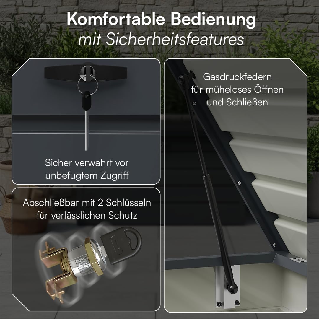 STEELSØN Dorado Gartenbox 350 Liter, Anthrazit, wasserdicht, abschließbar