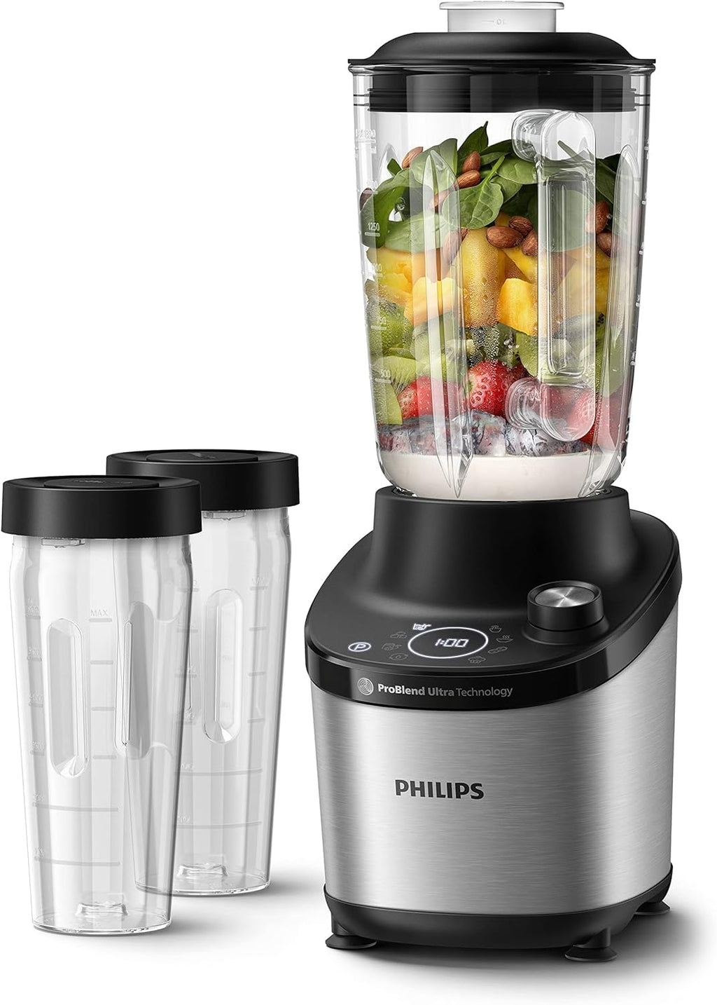 Philips 5000 Series Blender with Blending and Go Container - 1200 W. 2L Maximum Capacity. ProBlend Plus Technology. Dishwasher Safe. Automated Cleaning. Black (HR3041/00)